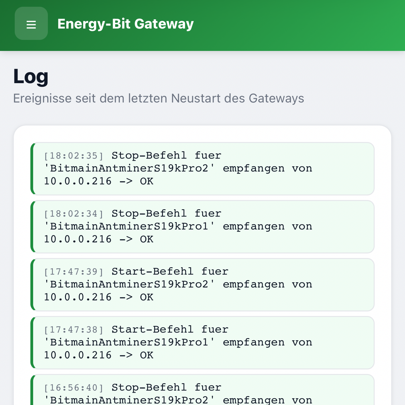 Energy-Bit Gateway - Smarte Miner Steuerung
