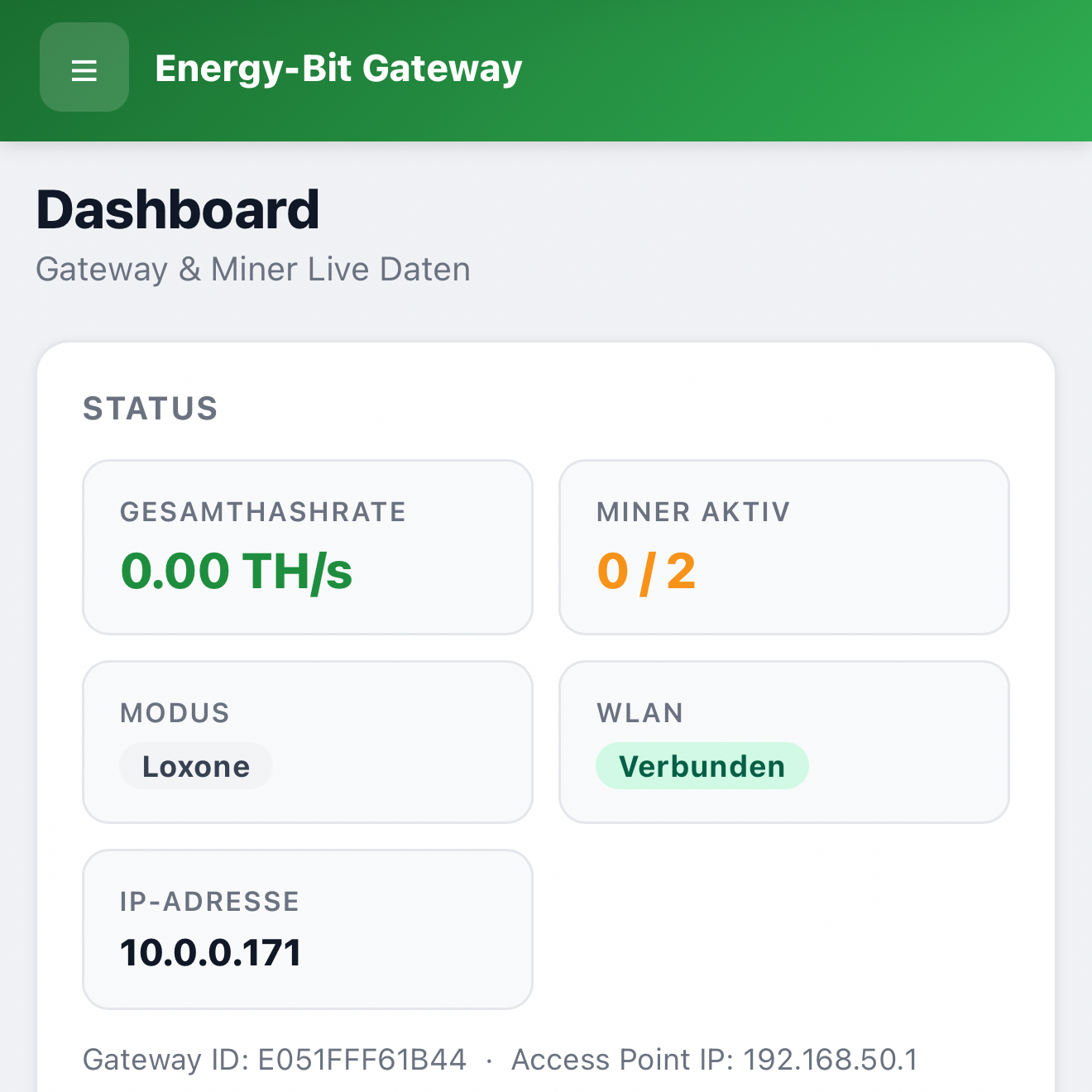 Energy-Bit Gateway - Smarte Miner Steuerung